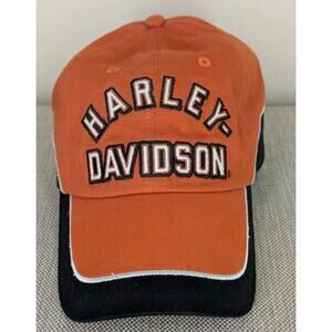 Harley Davidson Hat Cap Orange Black Motorcycles Biker Rider Mens Bikercore